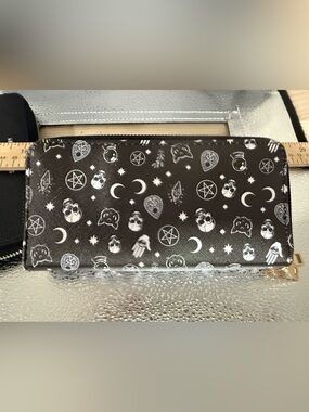 Amazon Black Zip-Around Wallet with White Occult Print